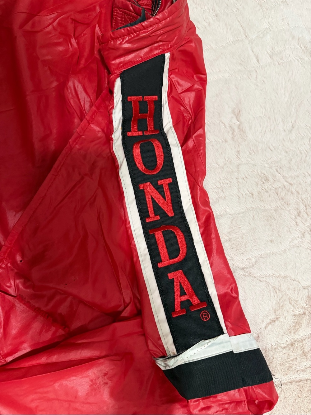 Honda Red Men's Windbreaker Jacket with Black & White Sleeve Stripe